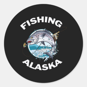 Alaskan Fish Alaskas wilder Lachs Souvenir-Angeln Runder Aufkleber