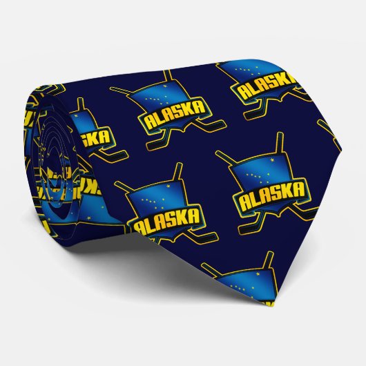 Alaskan Flag Ice Hockey Krawatte (Gerollt)
