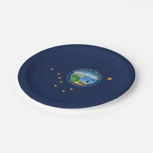 Alaskan Flag & Seal, Flag of Alaska Pappteller (Schrägansicht)