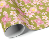 Alaskan Floral Wind Navy Blue Wrapping Paper Geschenkpapier (Rolleneckpunkt)