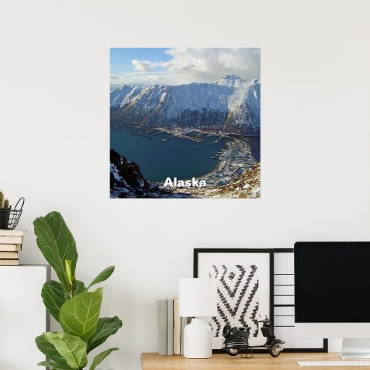 Alaskan Gebirge und Stadt Unterhalb Poster (Heimbüro)