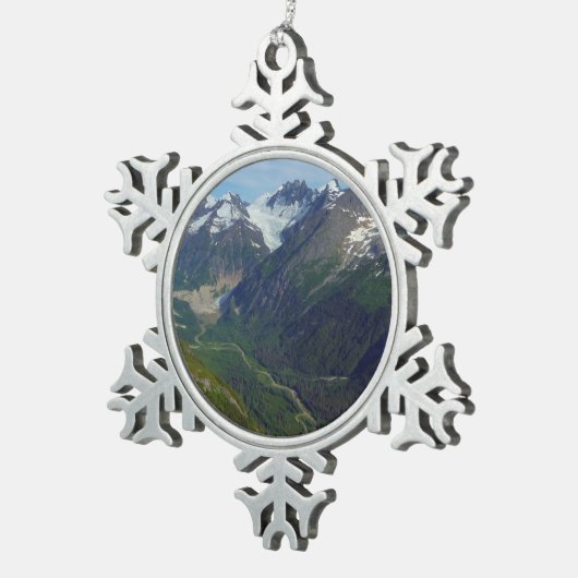 Alaskan Glacier Carved Valley Schneeflocken Zinn-Ornament (Rechts)