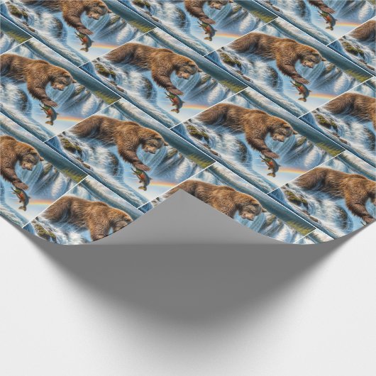 Alaskan Grizzly Bear Fishing Geschenkpapier (Ecke)