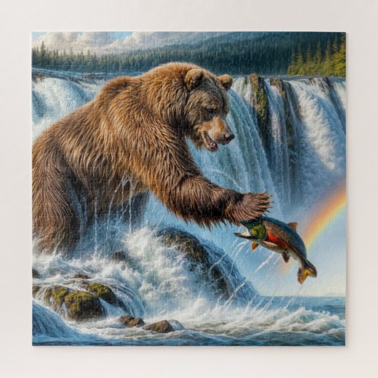 Alaskan Grizzly Bear Fishing Puzzle (Vertikal)