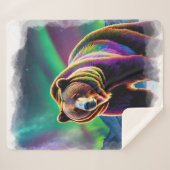 Alaskan Grizzly Bear & Northern Lights Sherpadecke (Vorderseite (Horizontal))