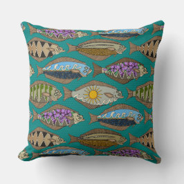 Alaskan halibut aquamarin kissen