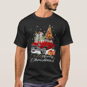 Alaskan Husky auf rotem LKW Weihnachtsbeleuchtung T-Shirt