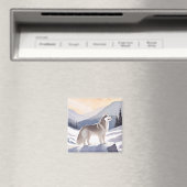 Alaskan Husky | Dog Mountain Aquarell Magnet (In Situ (Geschirrspüler))
