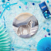Alaskan Husky | Dog Mountain Aquarell Pappteller (Party)