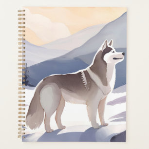 Alaskan Husky Dog Mountain Aquarell Planer
