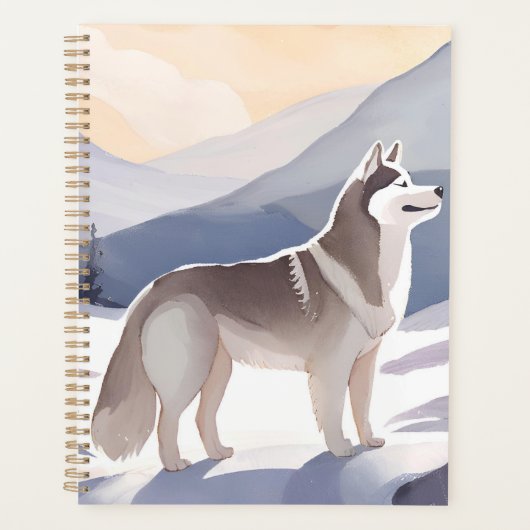 Alaskan Husky | Dog Mountain Aquarell Planer (Vorderseite)