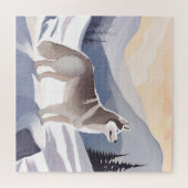 Alaskan Husky | Dog Mountain Aquarell Puzzle (Horizontal)