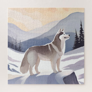 Alaskan Husky   Dog Mountain Aquarell Puzzle