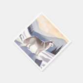 Alaskan Husky | Dog Mountain Aquarell Serviette (Ecke)