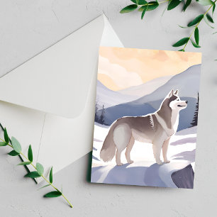 Alaskan Husky   Dog Mountain Aquarellkarte