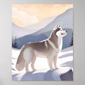 Alaskan Husky | Dog Mountain Aquarellkunst Poster (Vorne)