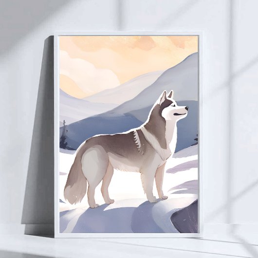 Alaskan Husky | Dog Mountain Aquarellkunst Poster