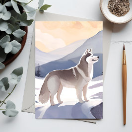 Alaskan Husky | Dog Mountain Wasserfarbe Postkarte