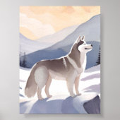 Alaskan Husky | Dog Mountain Watercolor Art Poster (Vorne)