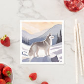 Alaskan Husky | Dog Mountain Watercolor Serviette (Beispiel)