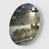 Alaskan Husky Dog Sled Race Große Wanduhr (Winkel)