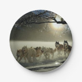Alaskan Husky Dog Sled Race Pappteller (Vorderseite)