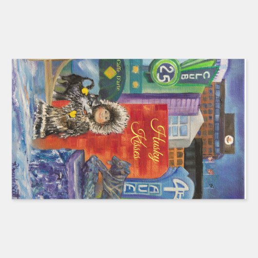 Alaskan Husky Kisses Aufkleber (Vorderseite)