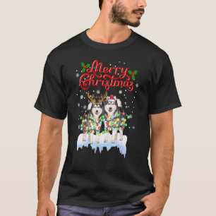 Alaskan Husky Weihnachtslichter passende Familie X T-Shirt