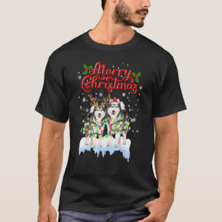 Alaskan Husky Weihnachtslichter passende Familie X T-Shirt