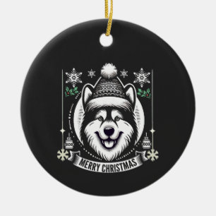 Alaskan Husky Weihnachtslieder Geschenk Rentier Keramik Ornament