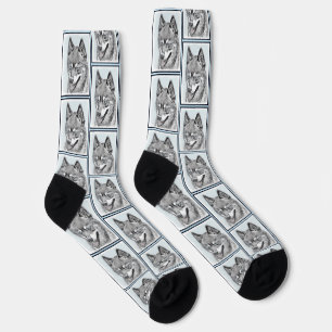 Alaskan Klee Kai AKK Husky Gemälde Süße Hunde Kuns Socken