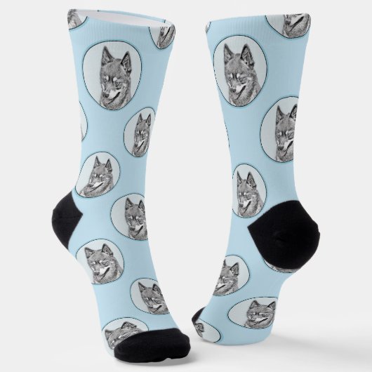 Alaskan Klee Kai AKK Husky Malerei Niedlicher Dog Socken (Gewinkelt)