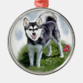 Alaskan Klee Kai Art Silbernes Ornament (Vorne)