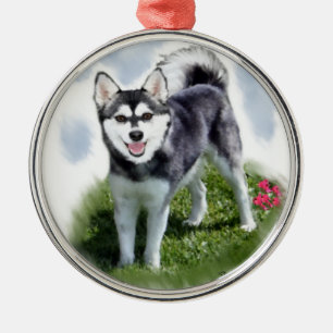 Alaskan Klee Kai Art Silbernes Ornament