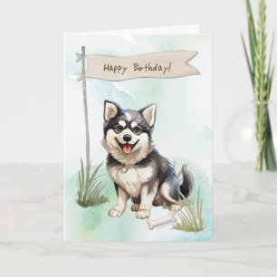 Alaskan Klee Kai Breed Dog Under Birthday Sign Karte