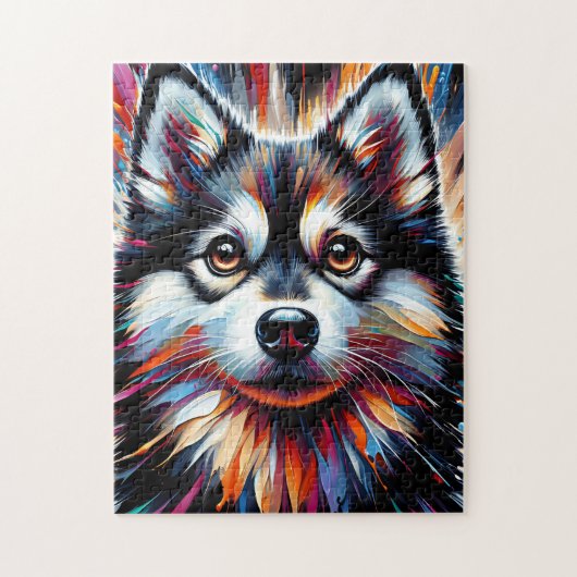 Alaskan Klee Kai Dog Acrylic Print | Bunt Puzzle (Vertikal)