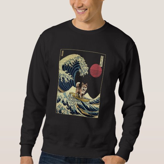 Alaskan Klee Kai Japanese Kanagawa Wave Funny Surf Sweatshirt (Vorderseite)