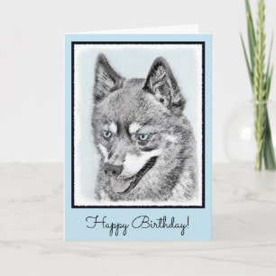 Alaskan Klee Kai Malerei - Niedliche Original Hund Karte