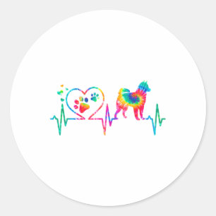 Alaskan Klee Kai Mama Vater Heartbeat Gefärbte Kra Runder Aufkleber