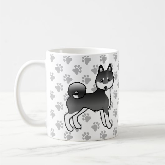 Alaskan Klee Kai, Niedlicher Hund und Pfoten Kaffeetasse (Links)