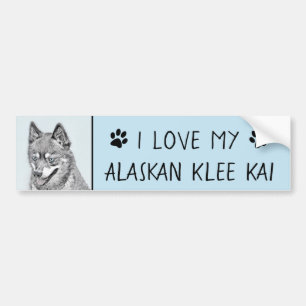 Alaskan Klee Kai Painting - Niedliche Original Dog Autoaufkleber