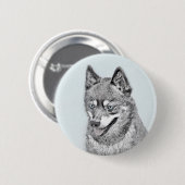 Alaskan Klee Kai Painting - Niedliche Original Dog Button (Vorne & Hinten)
