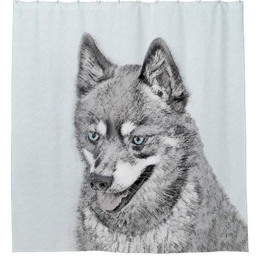 Alaskan Klee Kai Painting - Niedliche Original Dog Duschvorhang (Vorderseite)