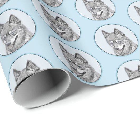 Alaskan Klee Kai Painting - Niedliche Original Dog Geschenkpapier (Rolleneckpunkt)