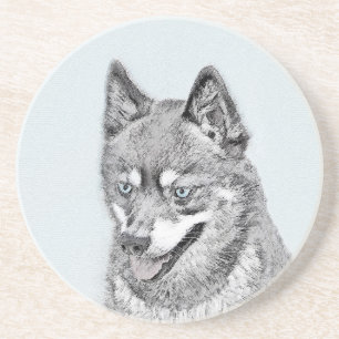 Alaskan Klee Kai Painting - Niedliche Original Dog Getränkeuntersetzer