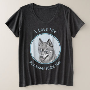 Alaskan Klee Kai Painting - Niedliche Original Dog Große Größe T-Shirt
