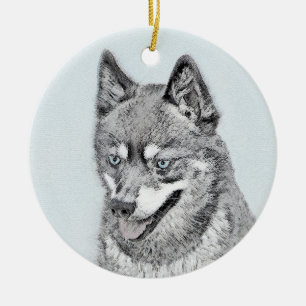 Alaskan Klee Kai Painting - Niedliche Original Dog Keramik Ornament