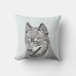Alaskan Klee Kai Painting - Niedliche Original Dog Kissen
