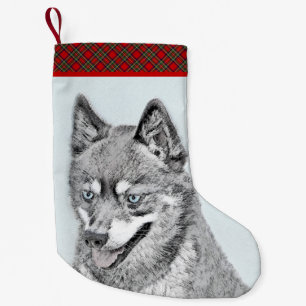 Alaskan Klee Kai Painting - Niedliche Original Dog Kleiner Weihnachtsstrumpf