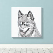 Alaskan Klee Kai Painting - Niedliche Original Dog Leinwanddruck (Insitu (Holzboden))